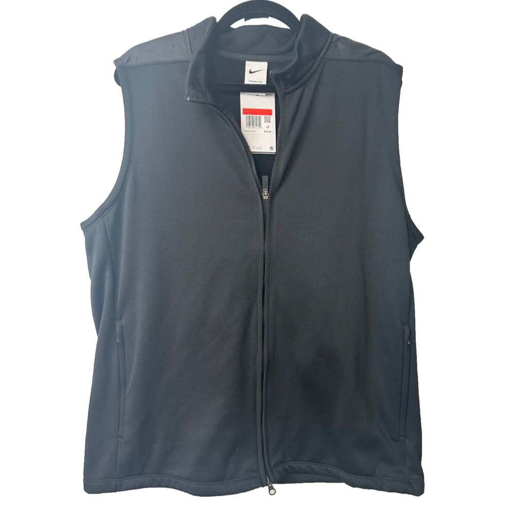NEW Nike Storm-Fit ADV Black Golf Vest Lightweight Mens Size L Full Zip $75 A21